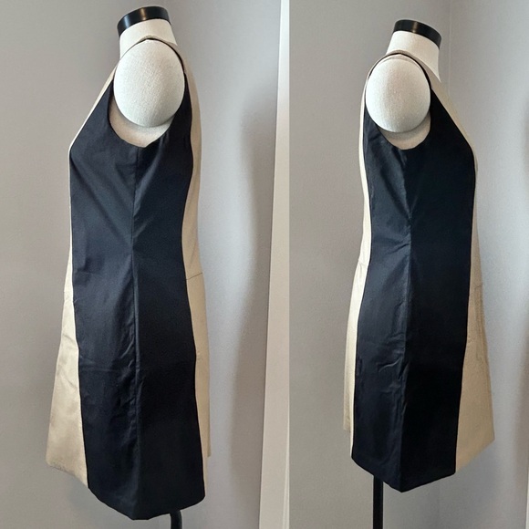 Judith & Charles Leather Panel Sheath Dress Sz 6 - Picture 4 of 17